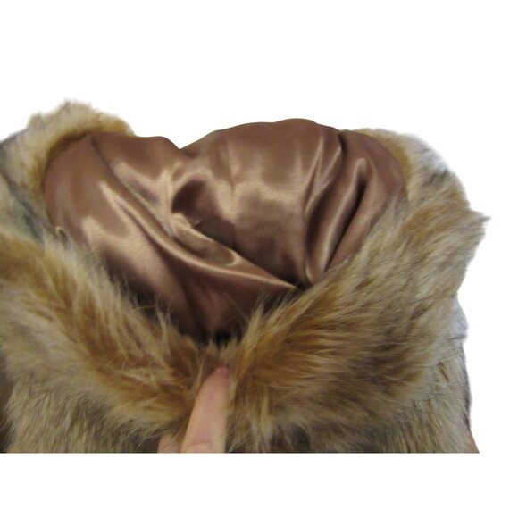 Kenar Womens Brown/Tan Hooded Faux Fur Vest Size L - Picture 6 of 7